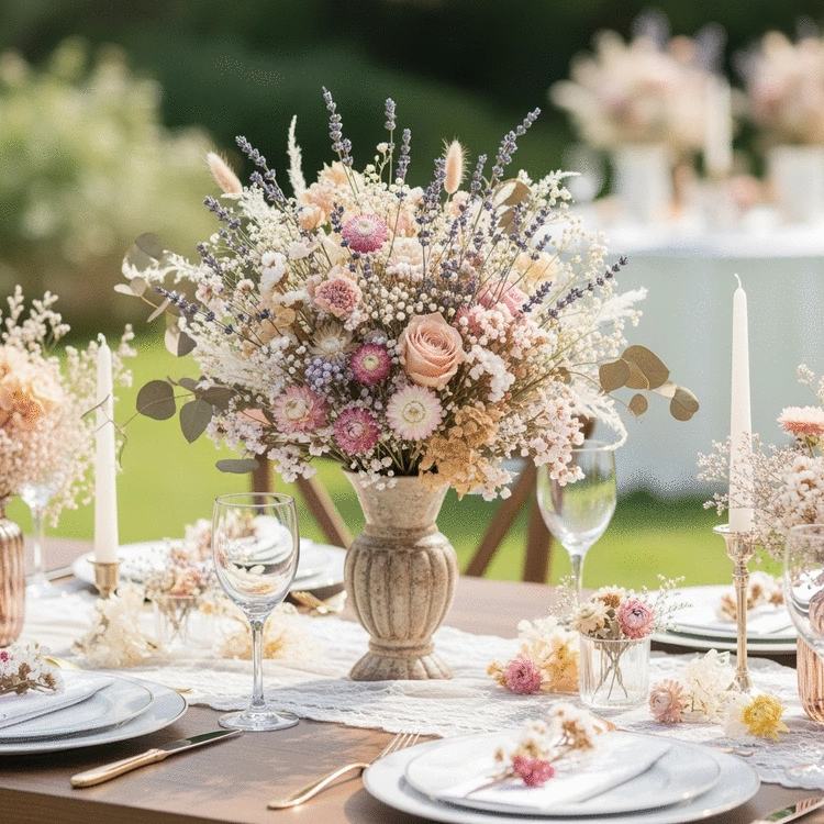 how to incorporate dried flowers in wedding decor