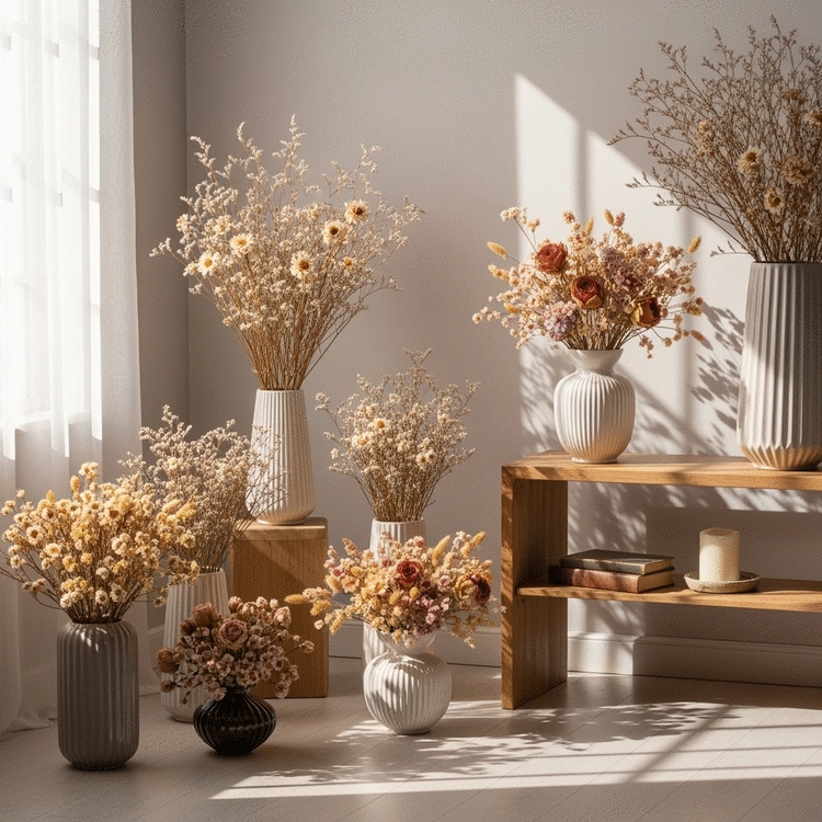 unique ways to display dried flowers in your living space
